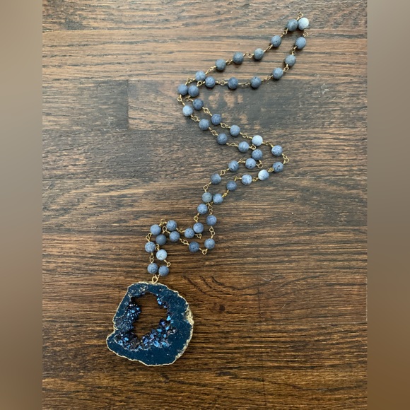 Blue Agate Necklace - Picture 1 of 2